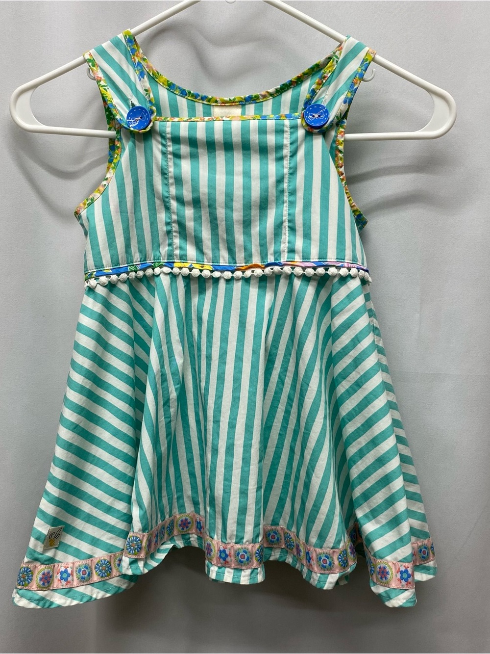 Wildflowers girls size 6 tank dress striped pom pom jumper boutique sleeveless